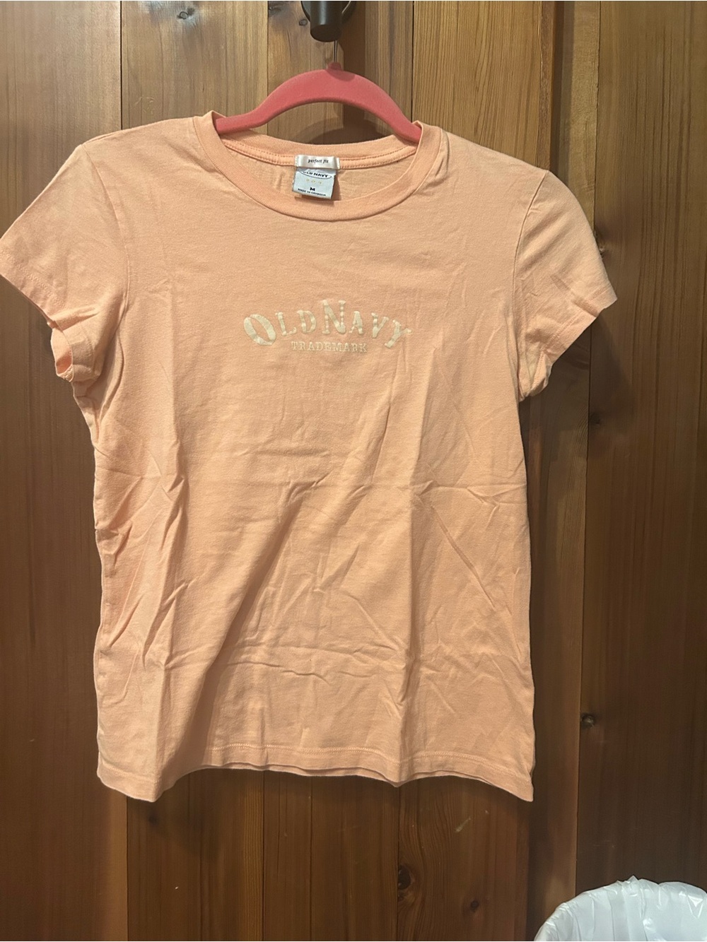 Old Navy Peach Crewneck Logo Tee